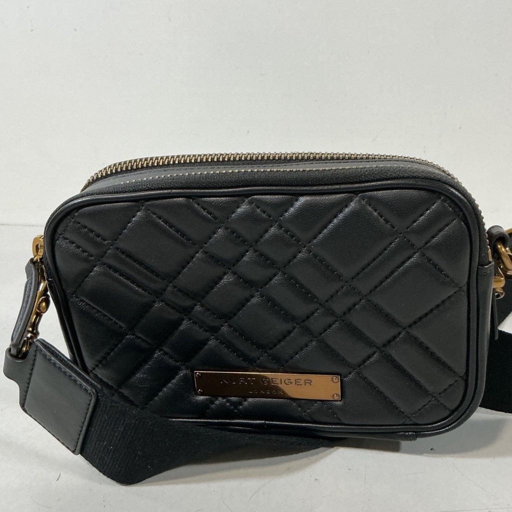 Women’s Kurt Geiger Black Leather Quilted Small Crossbody Bag Duel Zipper